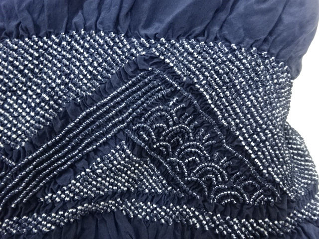  正絹　絞り山並に青海波模様男物兵児帯